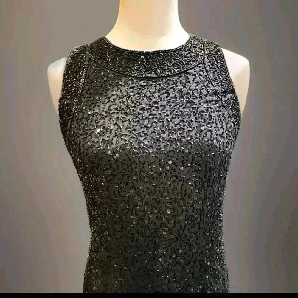 823. Krishma beaded black sleeveless dress Medium (G2) - Picture 2 of 6